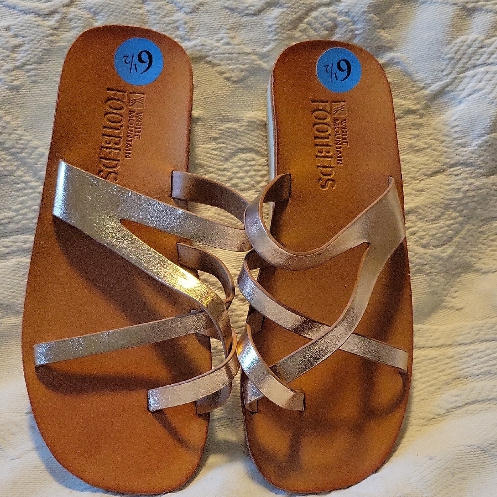 White Mountain Metallic Strappy Sandals